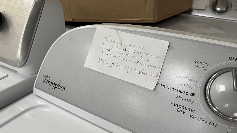 Sept. 10, 2024-- A note left on one of the appliances in Massing's "appliance graveyard."