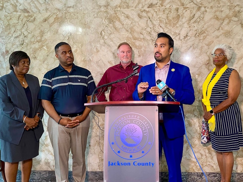 Jackson County legislators including Manny Abarca (second from right) held a press conference...