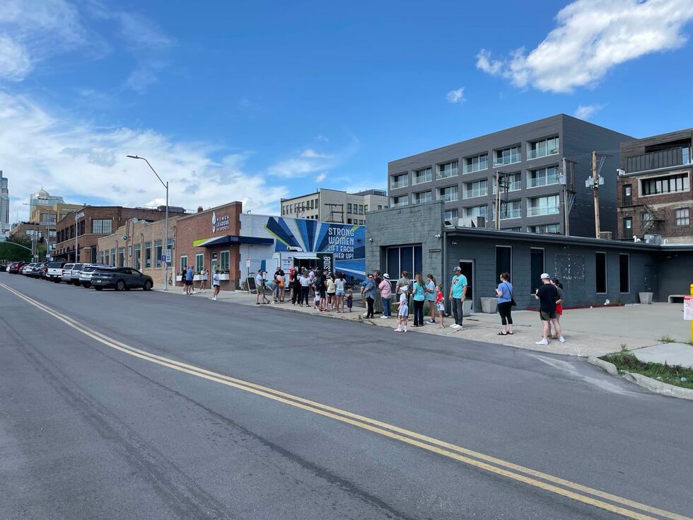 Dozens of Current fans lined the First Fridays block for hours for Pitch Side Coffee on July...