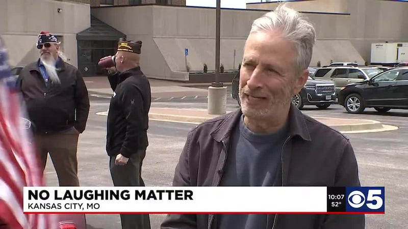 Jon Stewart stopped in Kansas City today to encourage support for legislation that would offer...