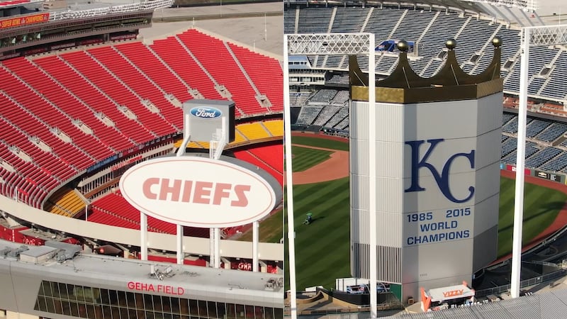 FILE — Arrowhead Stadium and Kauffman Stadium.