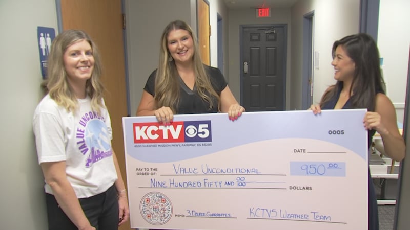 KCTV5's 3 Degree Guarantee program gifted Value Unconditional with a $950 check.