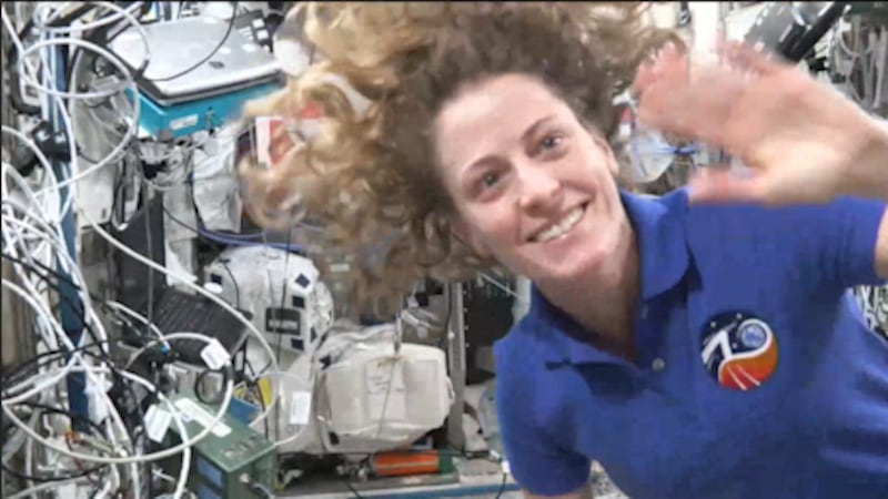 Loral O'Hara onboard the International Space Station.
