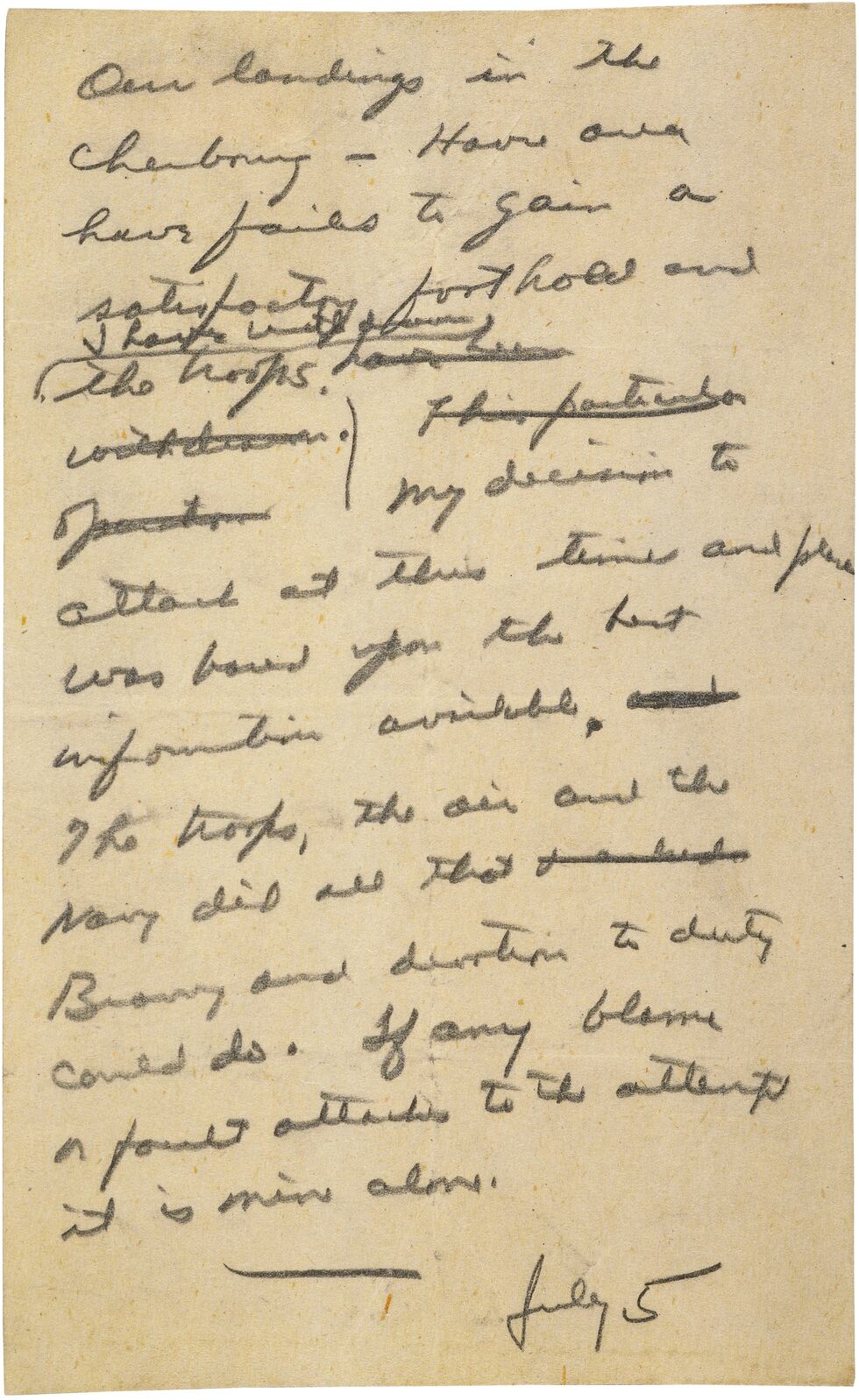 The "In case of failure" note drafted by Eisenhower before D-Day.