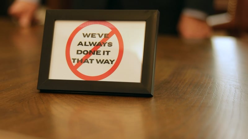 Lt. Gov. David Wasinger keeps a sign on his desk that reads, “We’ve always done it that way,”...