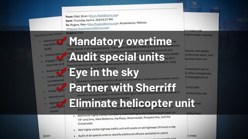 City manager Brian Platt suggested these proposals for adopting in the Kansas City Police...