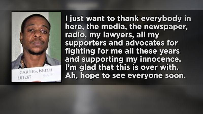 Keith Carnes released a statement after the Missouri Supreme Court ordered that he should be...