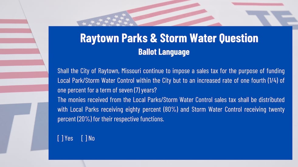 Raytown voters will decide whether to increase a sales tax that funds city parks.