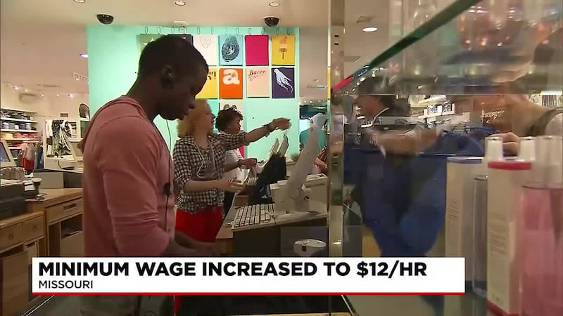 Missouri minimum wage workers will now see an 85 cent increase, from $11.15 an hour to $12 an...