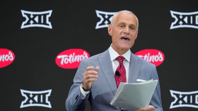 Big 12 Commissioner Brett Yormark speaks during Big 12 NCAA college football media days in Las...