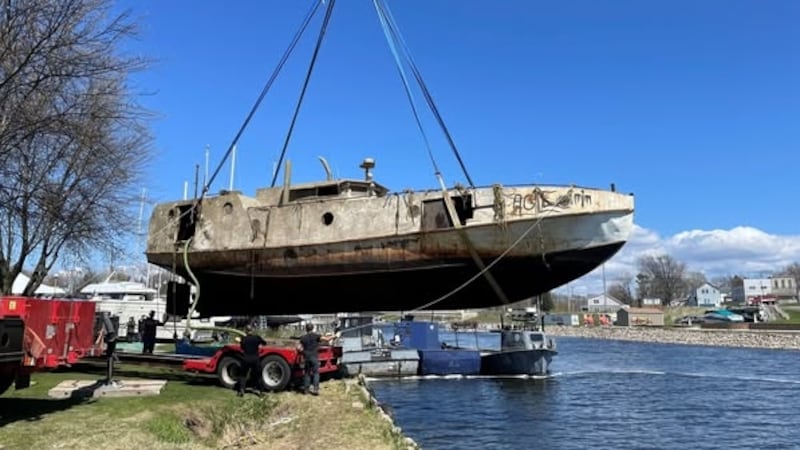 A sunken vessel was found and recovered from a Michigan lake.
