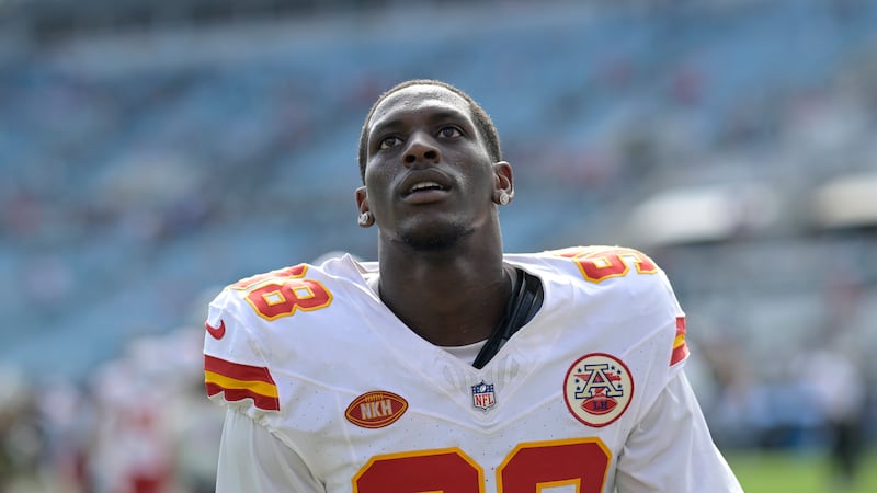 Kansas City Chiefs defensive tackle Tershawn Wharton (98) leaves the field after an NFL...