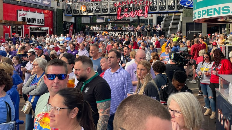 Scores of Big 12 basketball fans packed the Power & Light District on March 12, 2025.