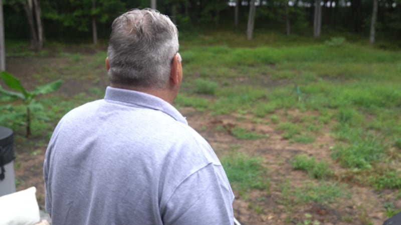 Dan Gilio looks at his empty backyard months after he paid to have hole filled.