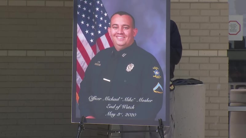 Ofc. Mike Mosher was honored Monday afternoon, five years after he was killed in the line of...