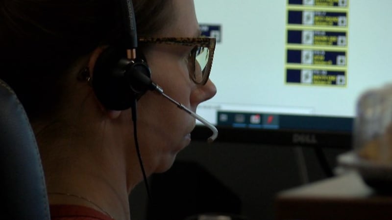 A dispatcher at work at the 911 Center.